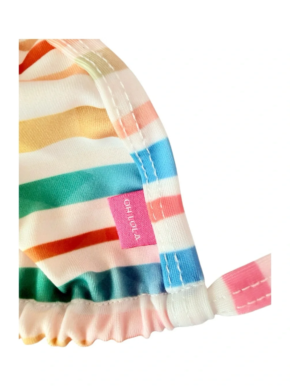 Oh Lola Swimwear Multicolor Stripe Micro Bikini + Pouch | Size Small